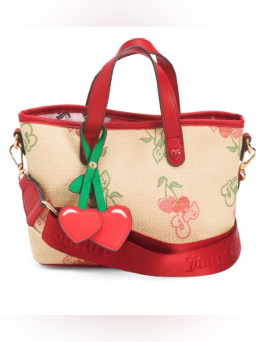 Cherry-Print Red Trim Tote Bag